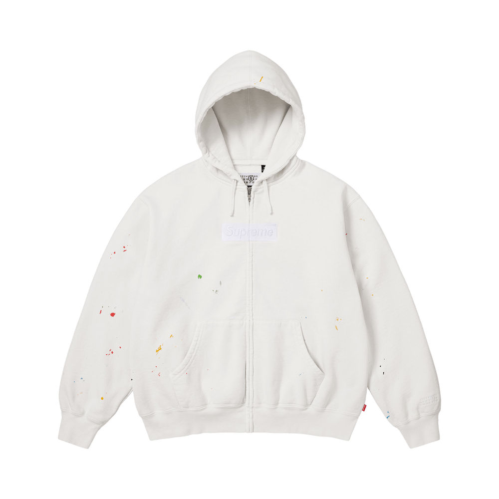Supreme x MM6 Maison Margiela Box Logo Zip Up Hooded Sweatshirt 'White'