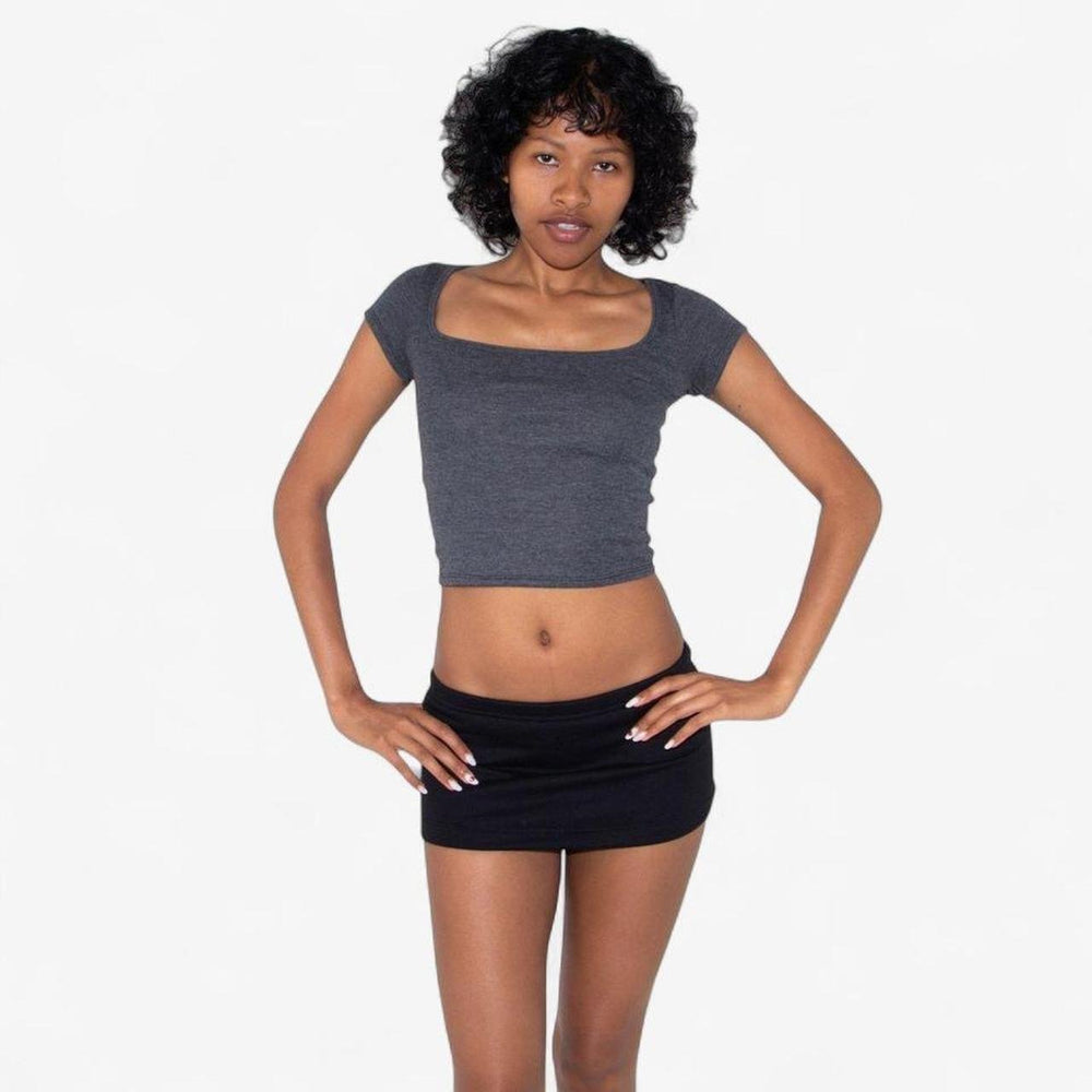 DARK HEATHER GREY SQUARE NECK TOP