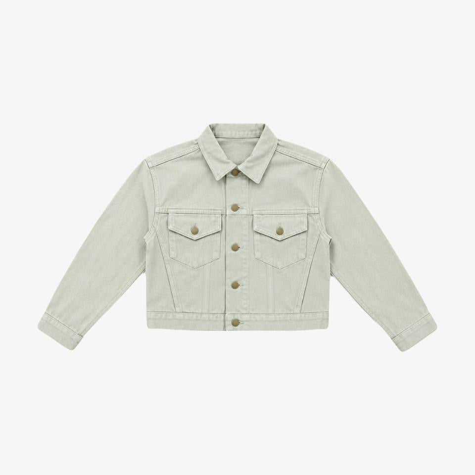 Bull Denim Cropped Trucker Jacket - Sage Green