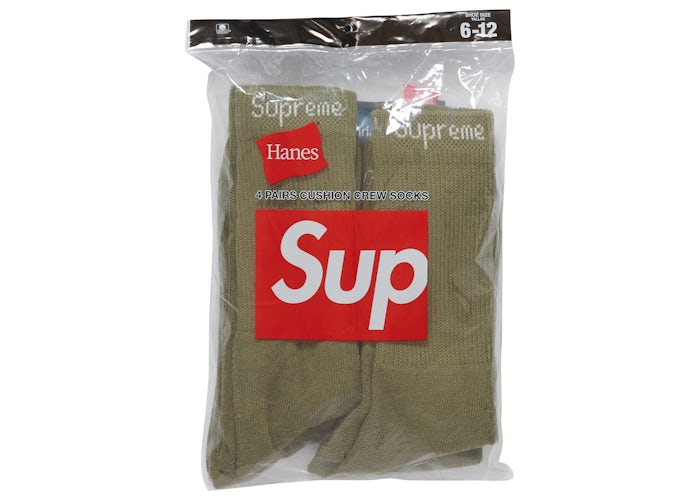 Supreme / Hanes Crew Socks (4 Pack) 'Olive'