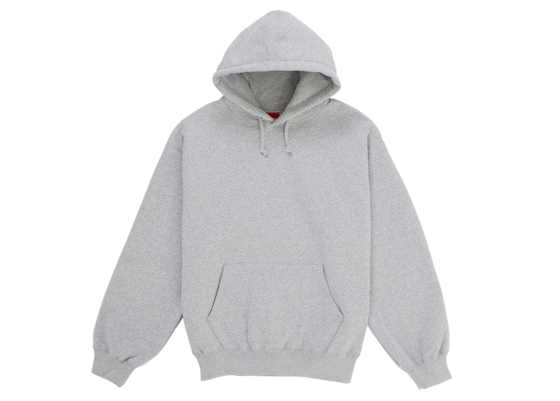 Supreme® Satin Appliqué Hooded Sweatshirt — Heather Grey (front)