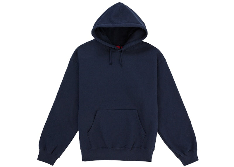Supreme® Satin Appliqué Hooded Sweatshirt — Washed Navy (front)