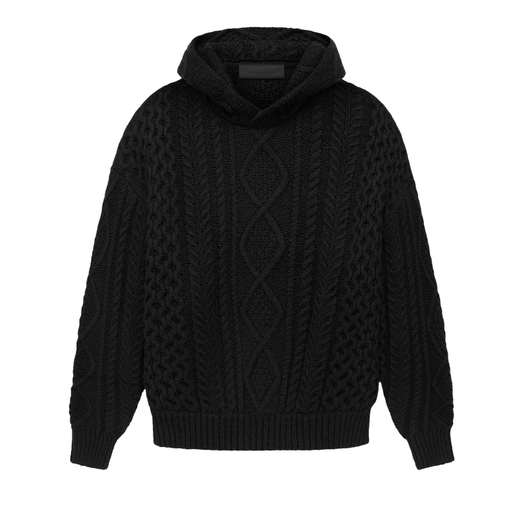Fear of God Essentials Cable Knit Hoodie 'Jet Black'