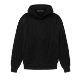 Fear of God Essentials Cable Knit Hoodie 'Jet Black' view 1