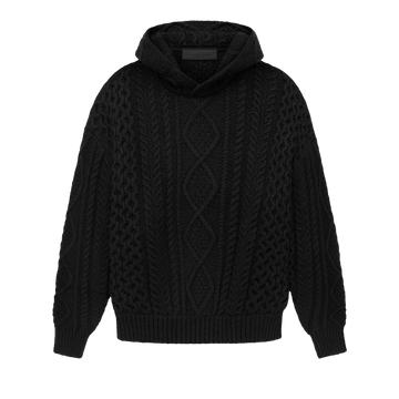 Fear of God Essentials Cable Knit Hoodie 'Jet Black'