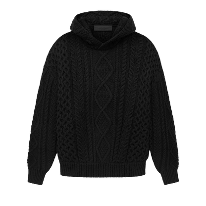 Fear of God Essentials Cable Knit Hoodie 'Jet Black'