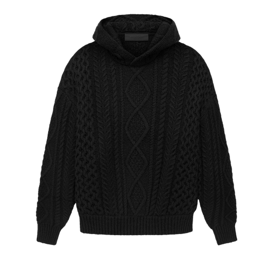 Fear of God Essentials Cable Knit Hoodie 'Jet Black'
