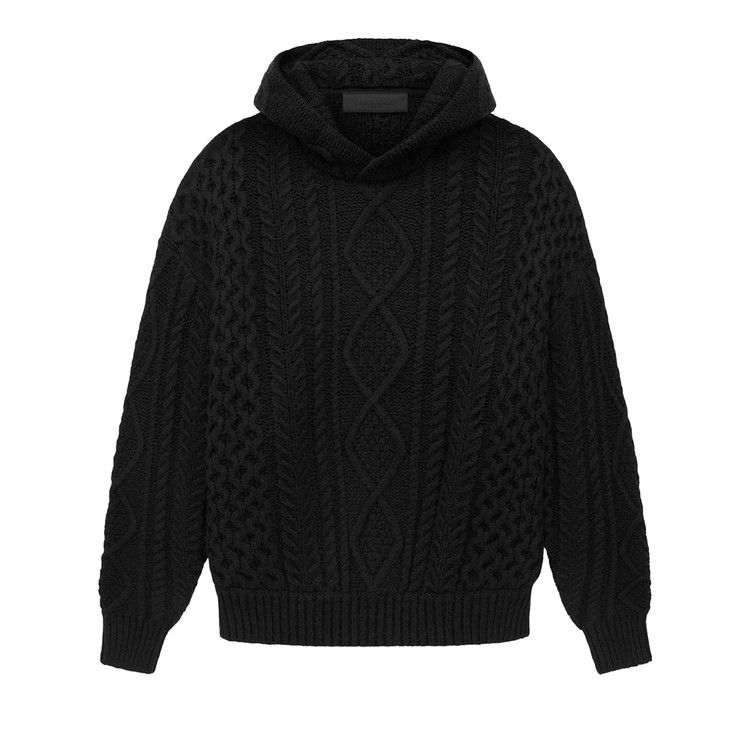 Fear of God Essentials Cable Knit Hoodie 'Jet Black'