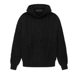 Fear of God Essentials Cable Knit Hoodie 'Jet Black' view 2