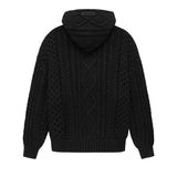 Fear of God Essentials Cable Knit Hoodie 'Jet Black' view 3