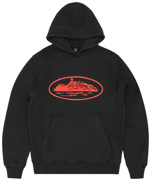 Corteiz Alcatraz Hoodie V2 'Black/Red'