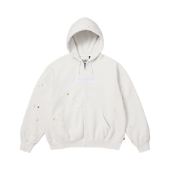 Supreme x MM6 Maison Margiela Box Logo Zip Up Hooded Sweatshirt 'White' view 1