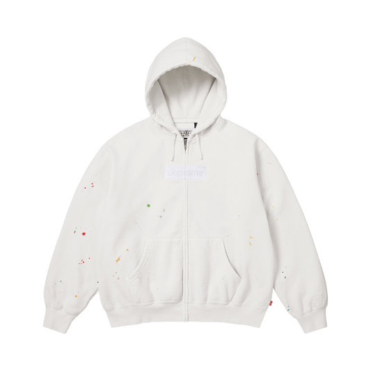Supreme x MM6 Maison Margiela Box Logo Zip Up Hooded Sweatshirt 'White'