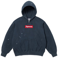 Supreme x MM6 Maison Margiela Box Logo Zip Up Hooded Sweatshirt 'Navy' view 1