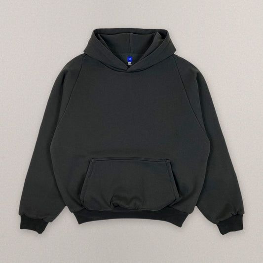 Yeezy Gap Engineered by Balenciaga Logo Shrunken Hoodie Black in Black, cover #color_Black