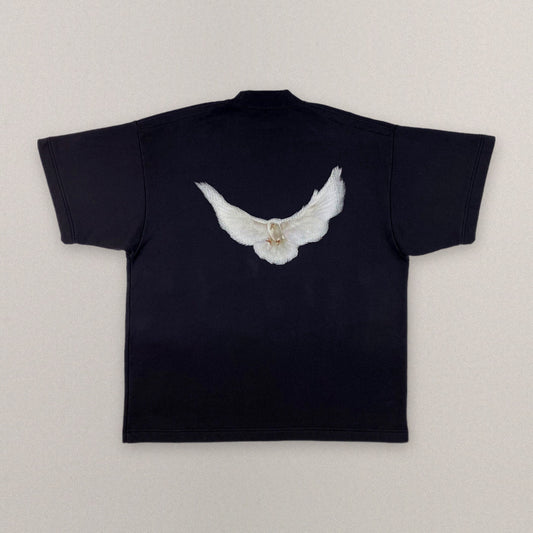 Yeezy Gap Engineered by Balenciaga Crop Dove Fleece Tee Black in Black, cover #color_Black
