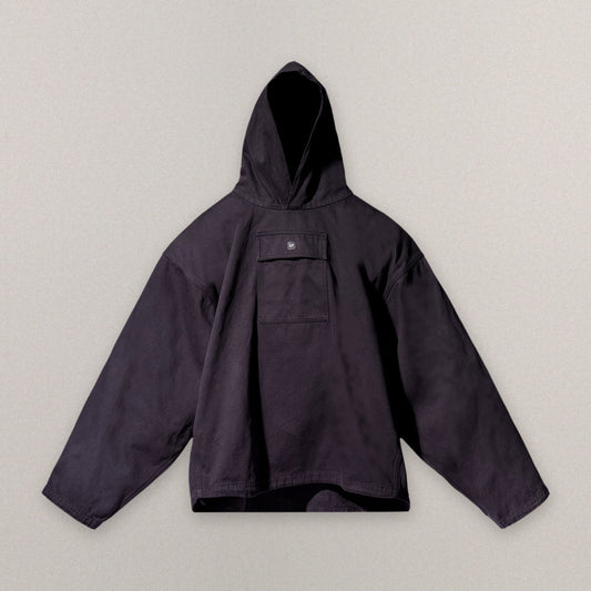 Yeezy Gap Engineered by Balenciaga Sateen Hooded Pullover True Black in True Black, cover #color_True Black