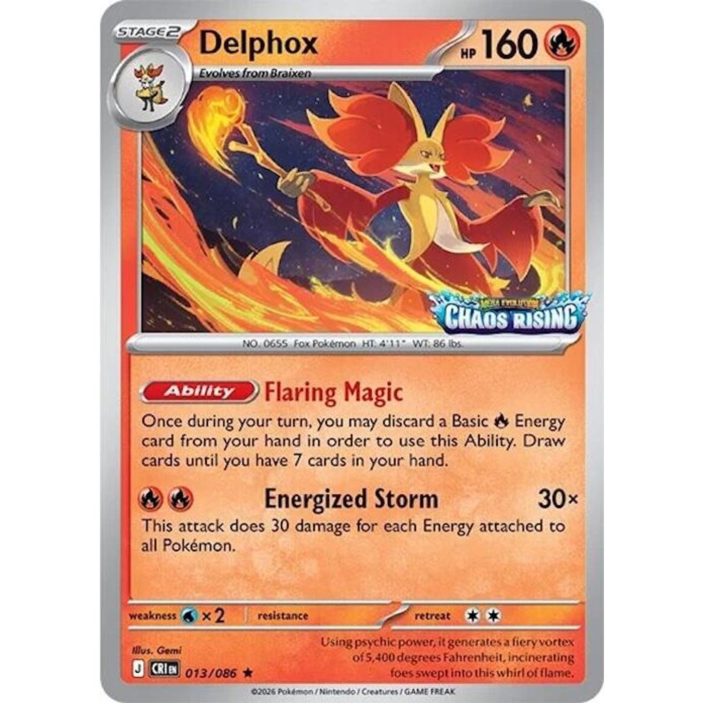 Delphox - 013/086 (Chaos Rising Stamped)