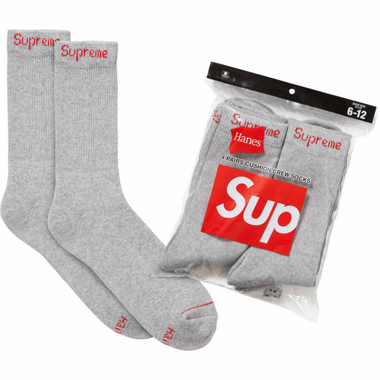 Supreme®/Hanes® Crew Socks (4 Pack) — Heather Grey