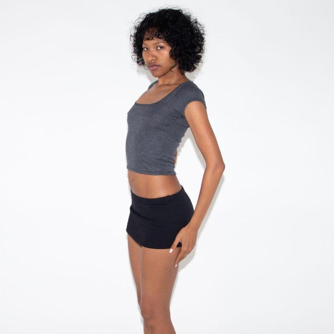 DARK HEATHER GREY SQUARE NECK TOP