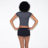 DARK HEATHER GREY SQUARE NECK TOP view 3
