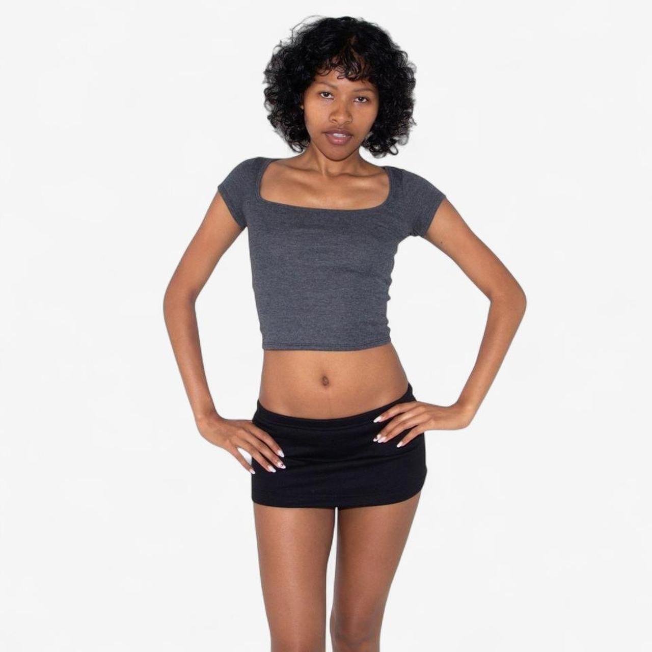 DARK HEATHER GREY SQUARE NECK TOP