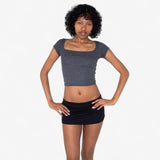 DARK HEATHER GREY SQUARE NECK TOP view 1