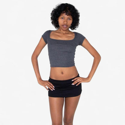 DARK HEATHER GREY SQUARE NECK TOP