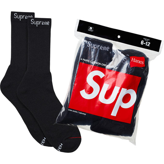 Supreme®/Hanes® Crew Socks (4 Pack) — Black