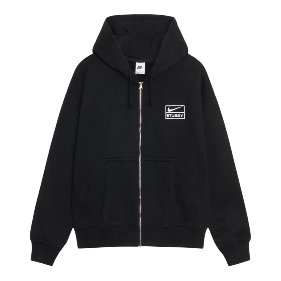 Stussy x Nike Stone Washed Fleece Zip Hoodie - Black (FW25)