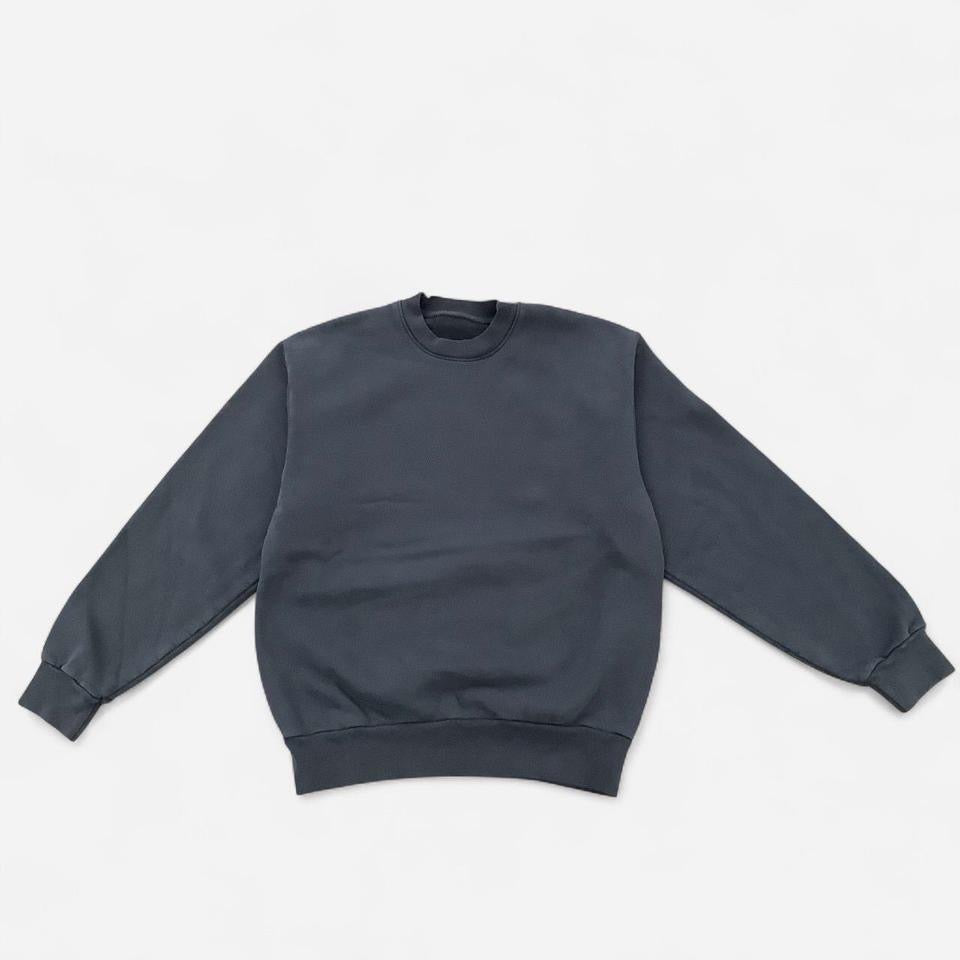 Cotton Heavy Fleece Crewneck Sweatshirt - Off Black