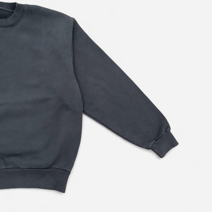 Cotton Heavy Fleece Crewneck Sweatshirt - Off Black