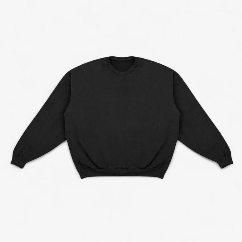 Cotton Heavy Fleece Pullover Sweatshirt - Black