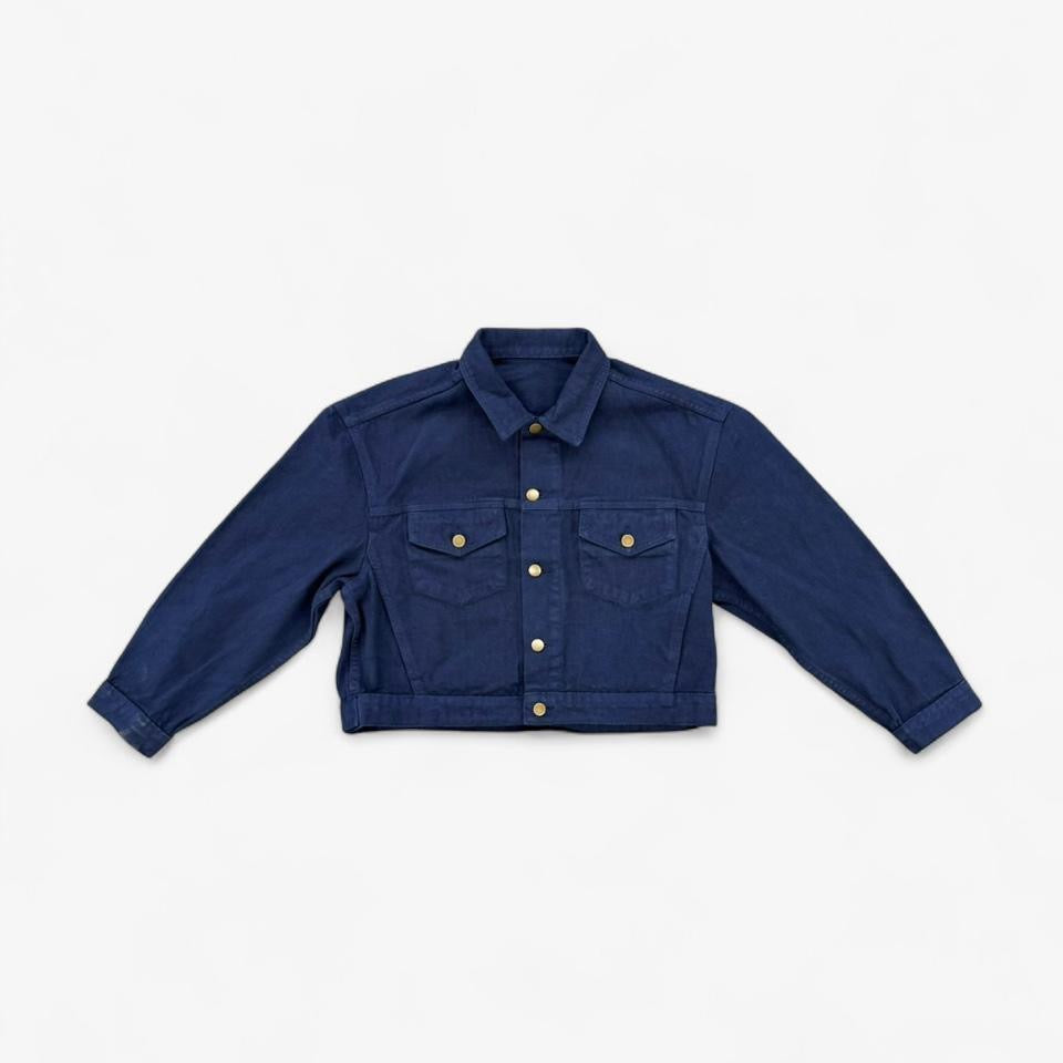 Bull Denim Cropped Trucker Jacket - Navy 