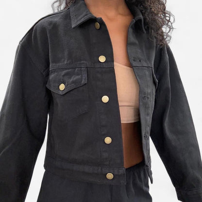 Bull Denim Cropped Denim Jacket - Black