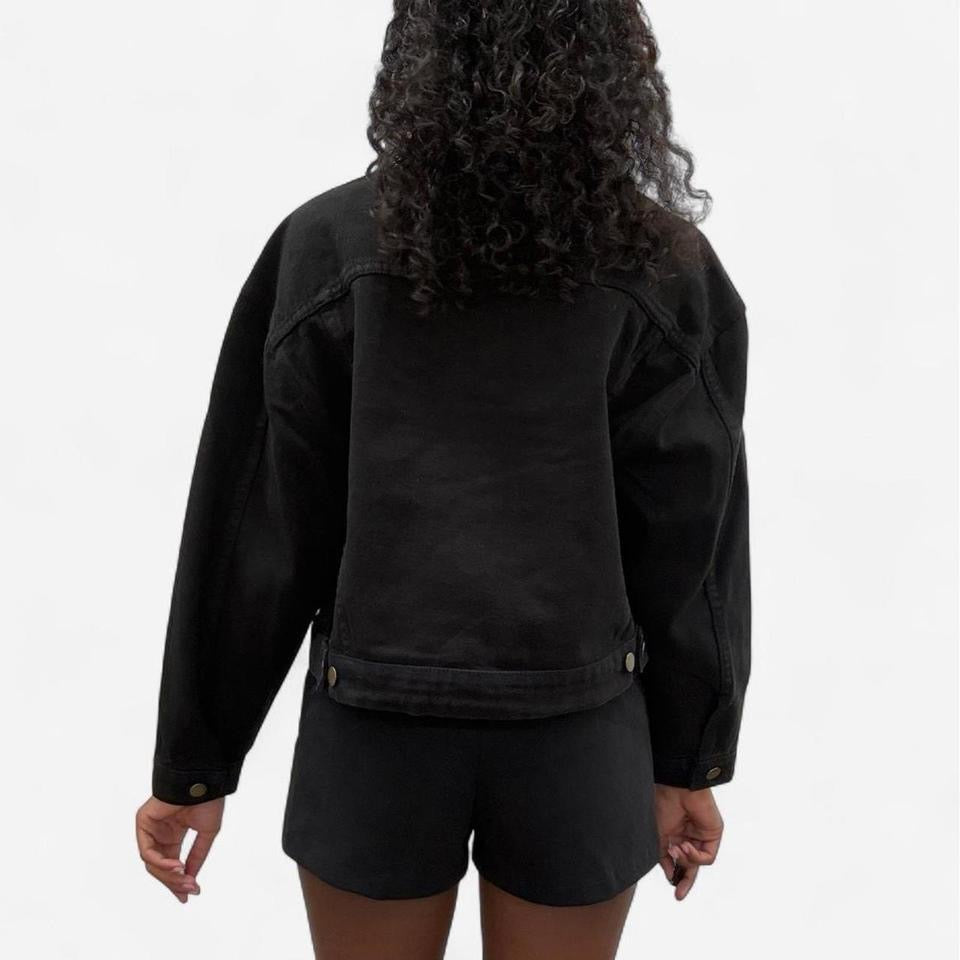 Bull Denim Cropped Denim Jacket - Black