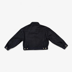 Bull Denim Cropped Denim Jacket - Black view 6