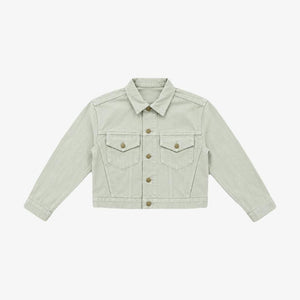 Bull Denim Cropped Trucker Jacket - Sage Green