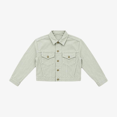 Bull Denim Cropped Trucker Jacket - Sage Green