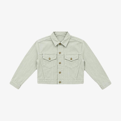 Bull Denim Cropped Trucker Jacket - Sage Green