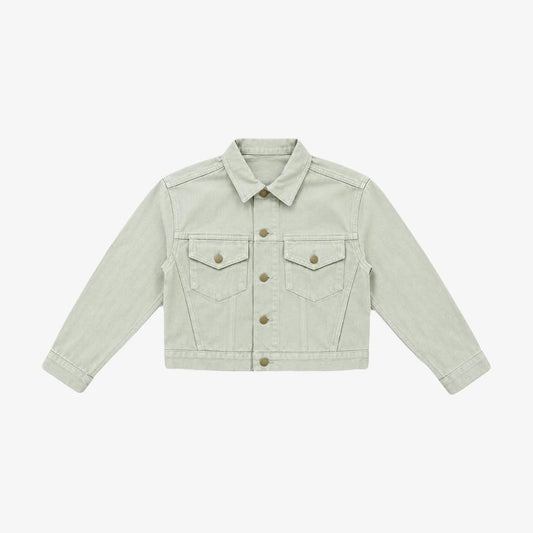 Bull Denim Cropped Jacket - Sage Green 
