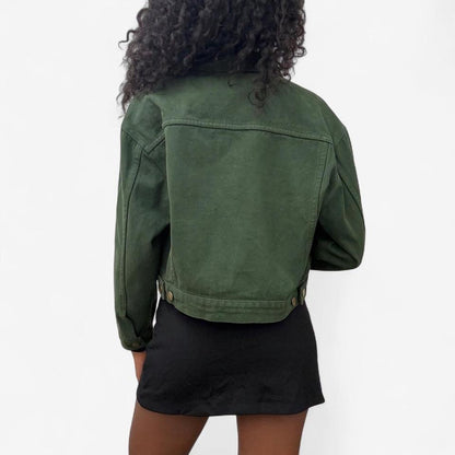 Bull Denim Cropped Trucker Jacket - Ivy Green