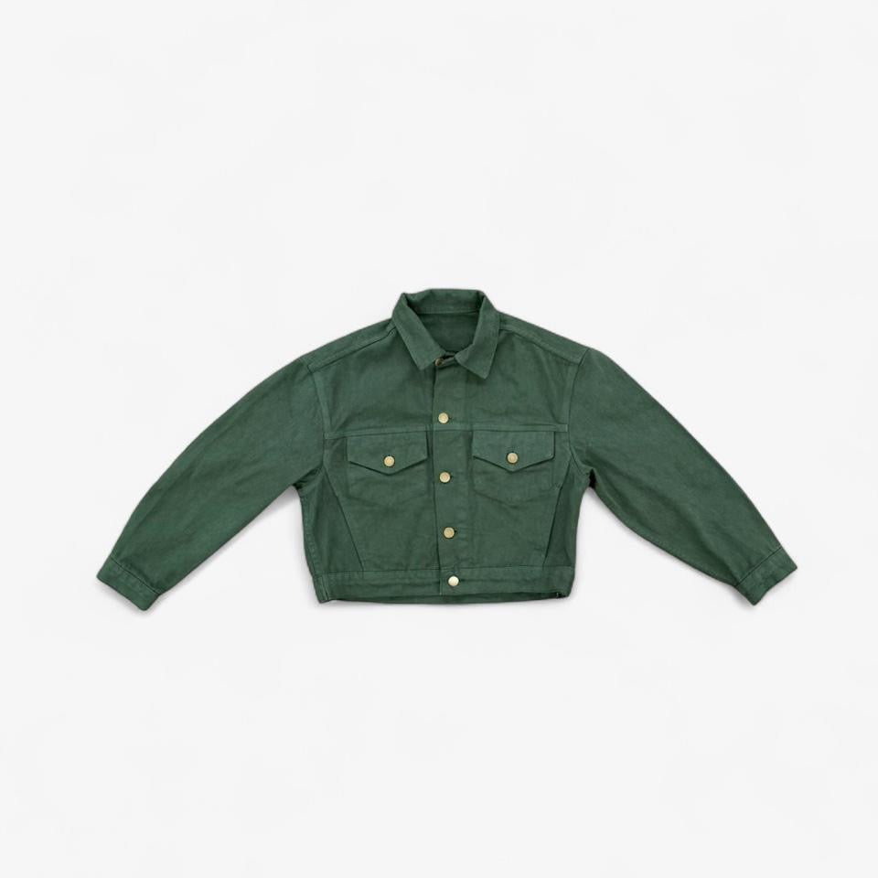 Bull Denim Cropped Trucker Jacket - Ivy Green