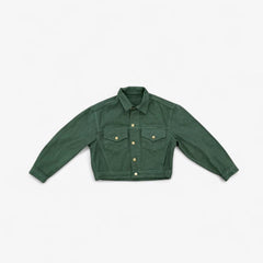 Bull Denim Cropped Trucker Jacket - Ivy Green view 1