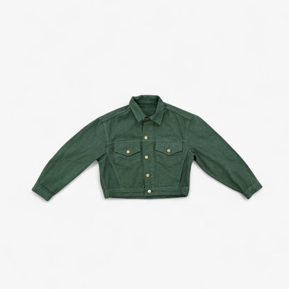 Bull Denim Cropped Trucker Jacket - Ivy Green
