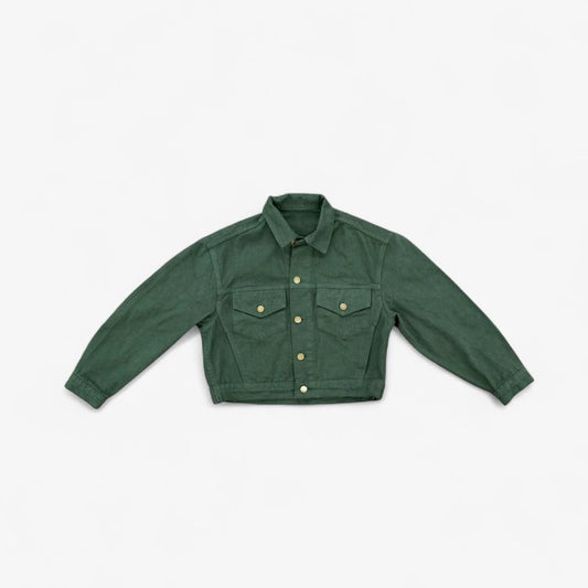Bull Denim Cropped Trucker Jacket - Ivy Green