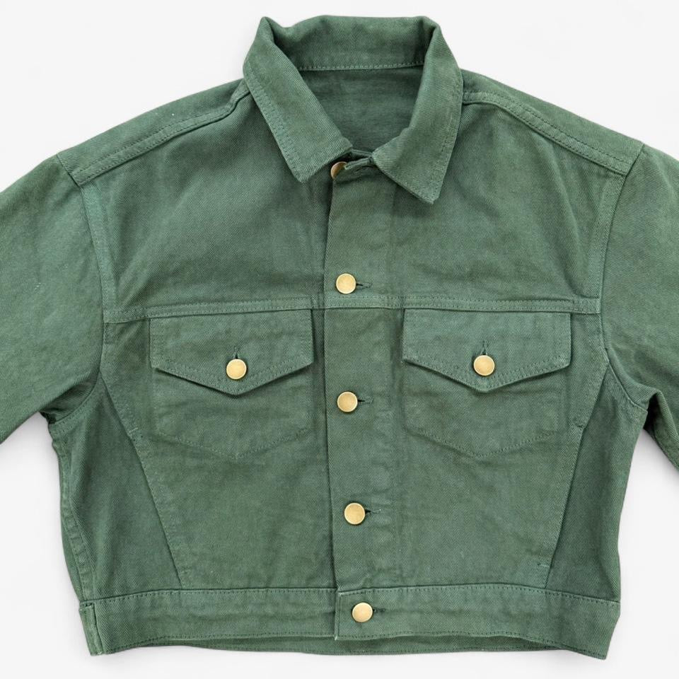Bull Denim Cropped Trucker Jacket - Ivy Green