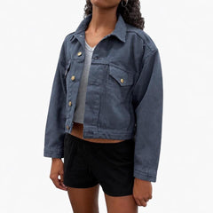 Cropped Bull Denim Trucker Jacket - Dolphin Blue view 1