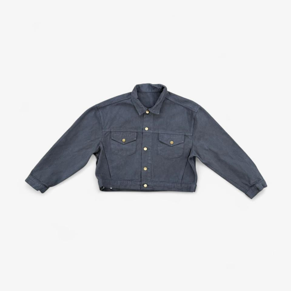 Cropped Bull Denim Trucker Jacket - Dolphin Blue 