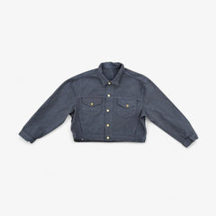 Cropped Bull Denim Trucker Jacket - Dolphin Blue view 4